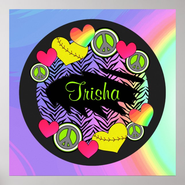 Póster Poster de Softball Peace Love Fastpitch (Frente)