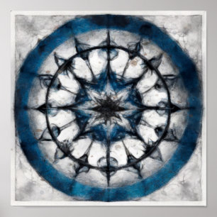 Póster Poster de Star Compass Mandala Square