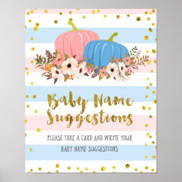 Póster Poster de sugerencias de nombres de calabaza rosa
