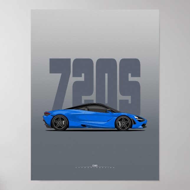Póster poster de Supercar 720S - Azul (Frente)