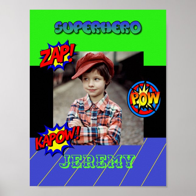 Póster Poster de superhéroe personalizado para niño peque (Frente)