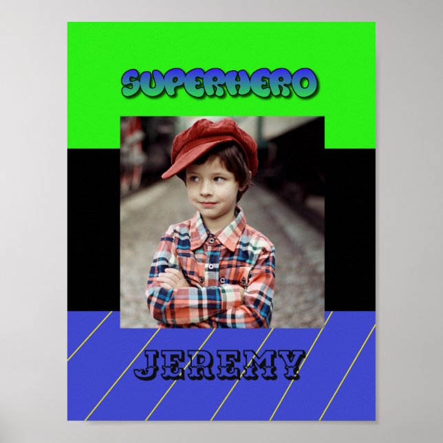 Póster Poster de superhéroe personalizado para niño peque (Frente)