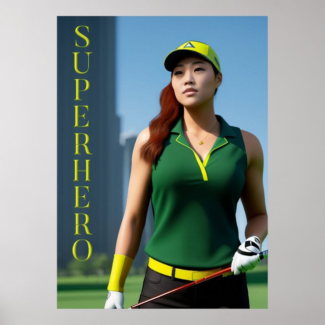 Póster Poster de superhéroes de golf (Frente)