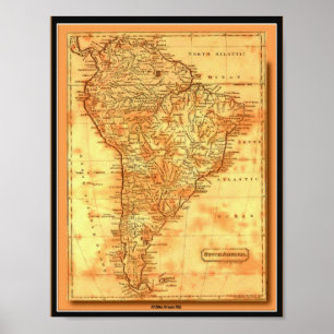 Póster Poster de Suramérica del mapa de Viejo Mundo de