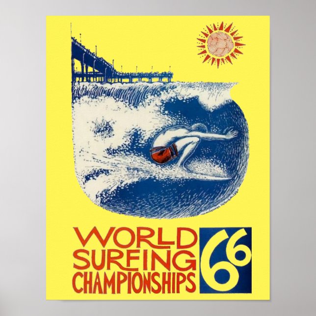 Póster Poster de Surf de 66 años en el Campeonato Mundial (Frente)