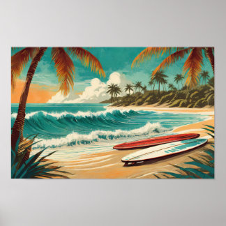 Póster Poster de surf retro