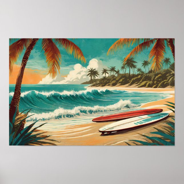 Póster Poster de surf retro (Frente)