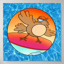Póster Poster de Surfista de Aves de Verano