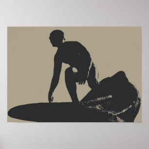 Póster Poster de surfista de estilo vintage