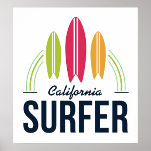 Póster poster de surfista de ubicación de personalizado