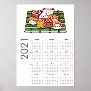 Póster Poster de Sushi Calendar 2021