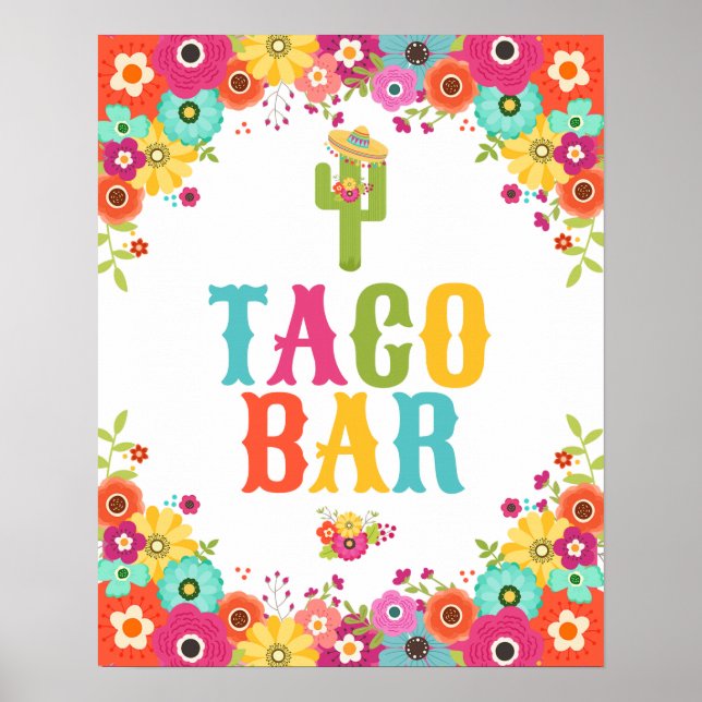 Póster Poster de Taco Bar - Rótulo de mesa Fiesta Fiesta (Frente)