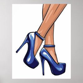 Póster Poster de tacones y piernas de Stiletto Azul