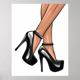 Póster Poster de tacones y piernas de Stiletto negro