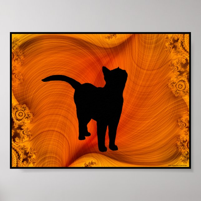 Póster Poster de tamaño de portafolio Cat Silhouette en F (Frente)
