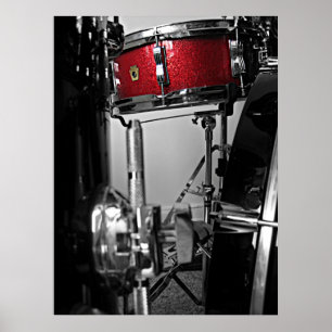 Póster Poster de tambor de Snare rojo