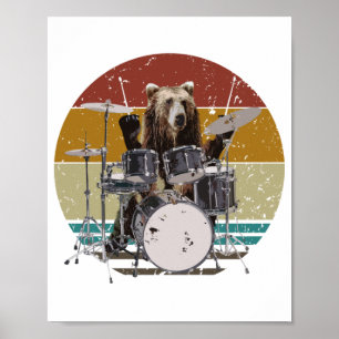 Póster Poster de tambores de tocador de tambor de oso