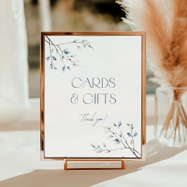 Póster Poster de tarjetas botánicas y regalos azul floral