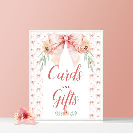 Póster Poster de tarjetas de Baby Shower Coquette Bow y r