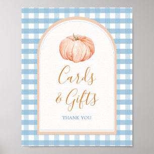 Póster Poster de tarjetas de Gingham Boho Blue Gingham