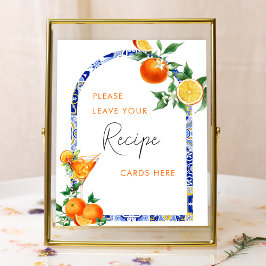 Póster Poster de tarjetas de recetas para novias mediterr