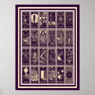 Póster Poster de tarjetas tarot de estilo Art Nouveau vin