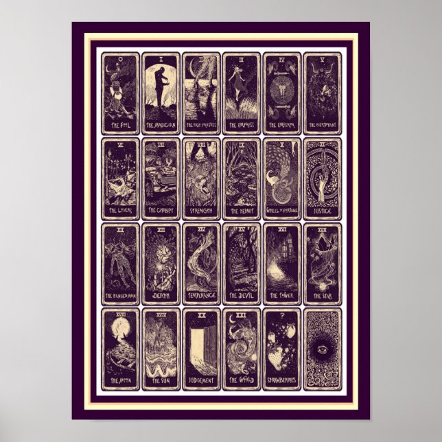 Póster Poster de tarjetas tarot de estilo Art Nouveau vin (Frente)