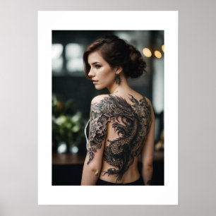 Póster poster de tatuaje chica