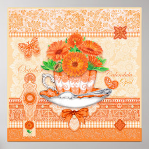 Póster Poster de Teacup de Octubre por la Flor de Nacimie