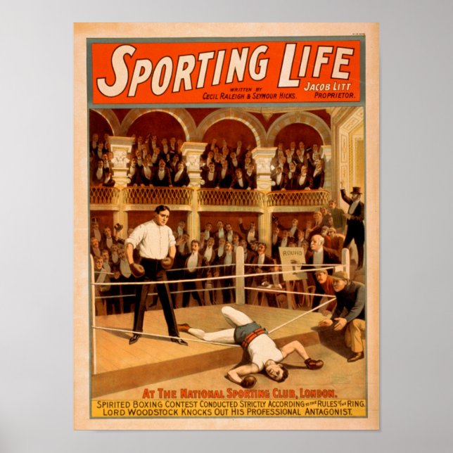 Póster poster de teatro de boxeo "Sporting Life" (Frente)