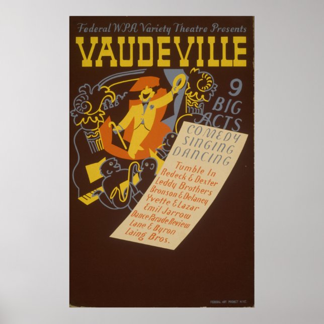 Póster Poster de teatro Vaudeville WPA (Frente)