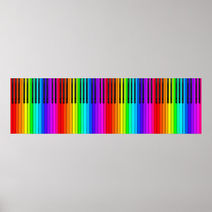 Póster Poster de teclado de piano arco iris