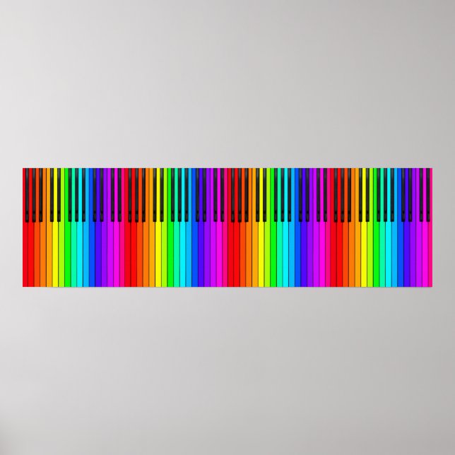 Póster Poster de teclado de piano arco iris (Frente)
