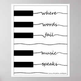 Póster Poster de teclado de piano con cita Inspiradora