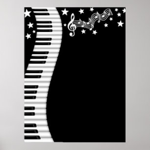 Póster Poster de teclado y barra de música de piano