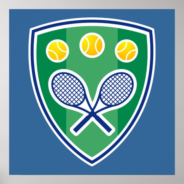 Póster Poster de tenis con emblema de raqueta de tenis (Frente)