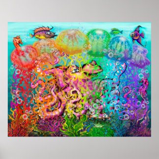 Póster Poster de tentáculos arcoiris