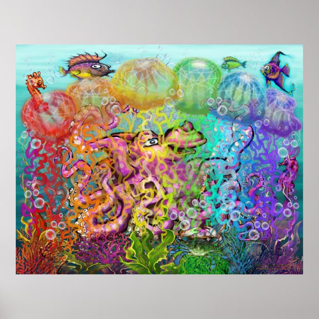 Póster Poster de tentáculos arcoiris (Frente)