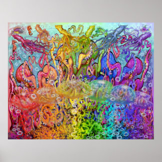 Póster Poster de tentáculos arcoiris