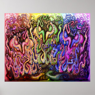 Póster Poster de tentáculos Octopi Arcoiris