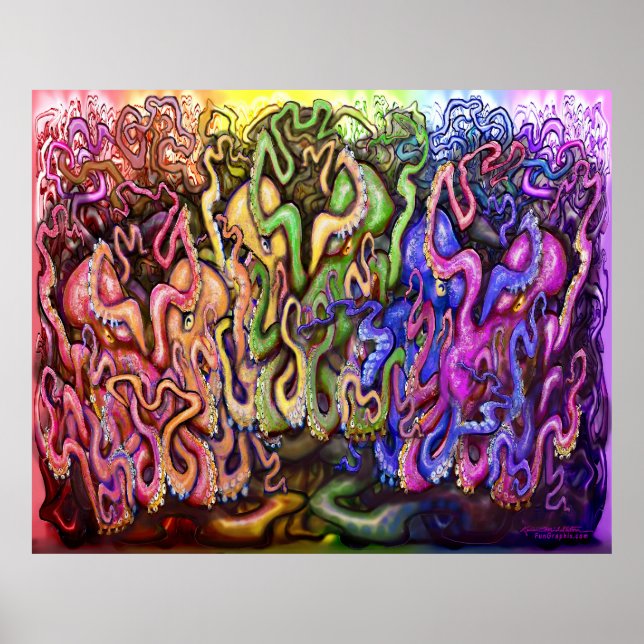 Póster Poster de tentáculos Octopi Arcoiris (Frente)
