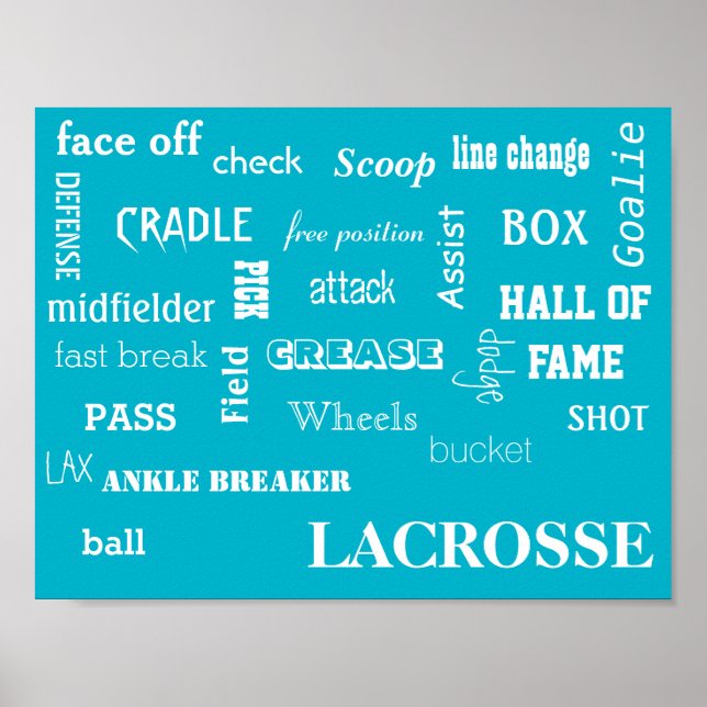 Póster Poster de Terminología de Lacrosse (Frente)