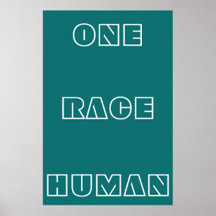 Póster Poster de texto de citas humanas de Green One Race