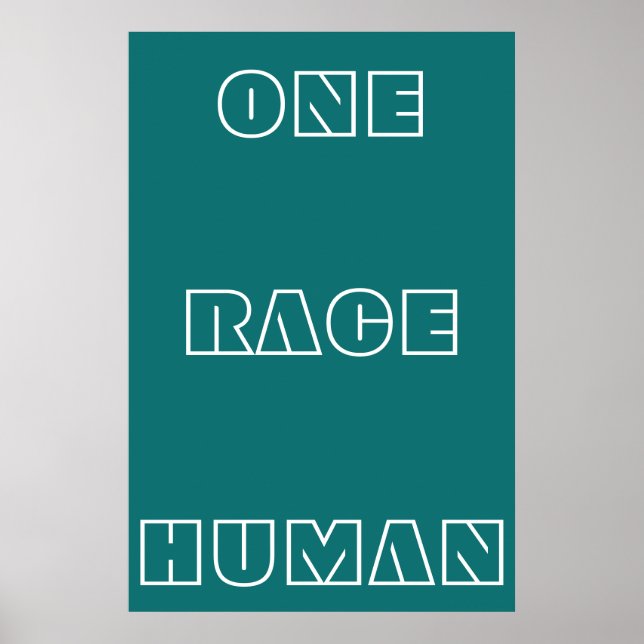 Póster Poster de texto de citas humanas de Green One Race (Frente)