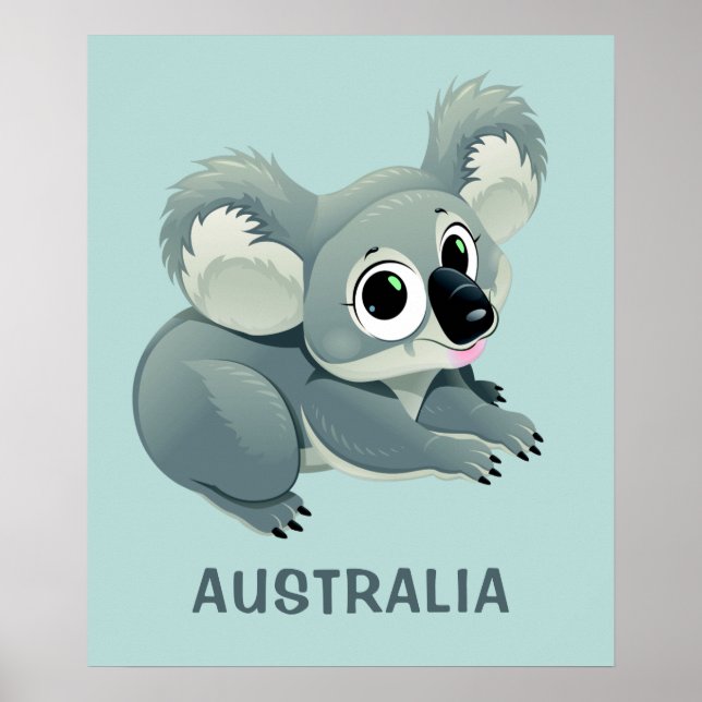 Póster Poster de texto de Cute Koala personalizado (Frente)