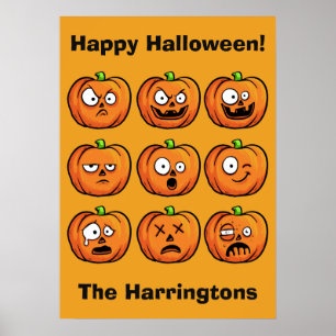 Póster Poster de texto personalizado de calabazas de Hall