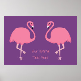 Póster Poster de texto personalizado de Cute Flamingos