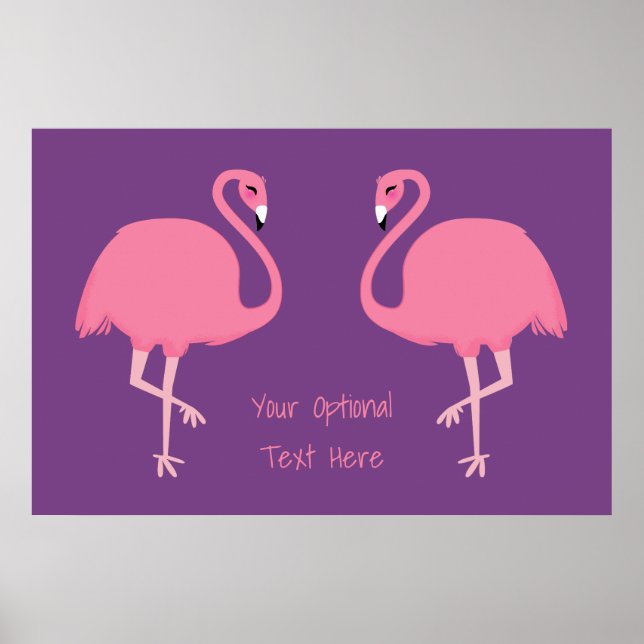 Póster Poster de texto personalizado de Cute Flamingos (Frente)