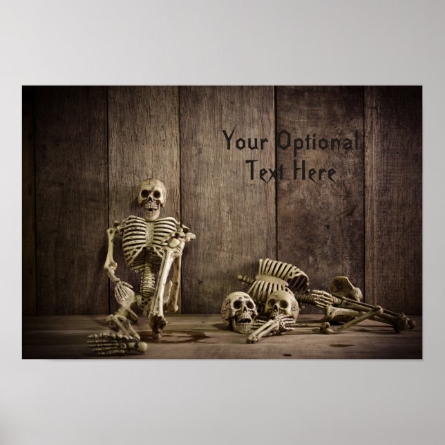 Póster Poster de texto personalizado de esqueletos (Frente)