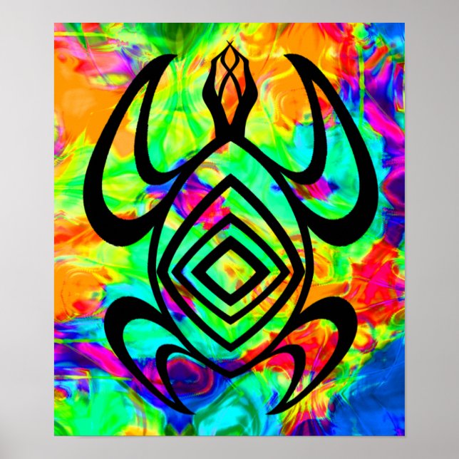 Póster Poster de Tiedye con simetría de tortuga (Frente)
